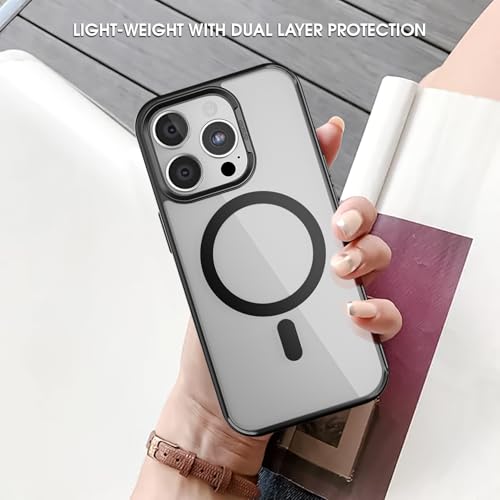 Image of GRIPP Matrix Case Compatible with Mag-Safe for iPhone 16 Pro Max | Military Grade 12ft Drop-Tested with D30 Technology, Transparent Back, Camera Ring Kickstand Function, Shockproof Back Cover - Black