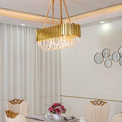 Candelera Cristal Moderno Gold de 6 Luces Estilo Gota de Lluvia 3