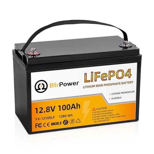 Image of 12V Lithium Battery-100Ah Lithium Phosphate Iron LiFePO4 Deep Cycle Battery,100A BMS,4000+ Cycles,Perfect for RV,Trolling Motor,Home Storage,Solar Power System and Outdoor Camping
