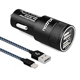 Kfz Ladegerät XUZOU 24W / 4.8A Dual USB AutoLadegerät Adapter Car Charger mit Lightning Kabel 1M...