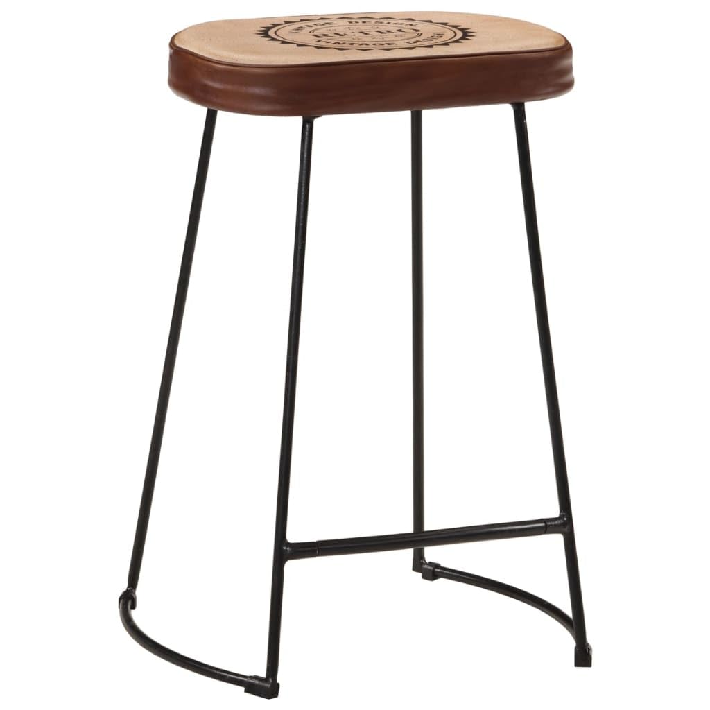 Juego de 2 taburetes de bar de color marrón oscuro, retro, con asiento acolchado de piel sintética, 62 cm de alto, para barra de desayuno y cocina, estructura de metal estable, 41 x 29 cm