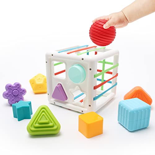 Image of UNIWA Shape Sorter Baby Toys, Montessori Toys for 1-3 Year Old Toy Colorful Cube and Multi Sensory Shape, Fine Motor Skills, Developmental Learning Toys for Girls Boys Christmas Birthday Gifts