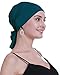 Produktbild osvyo Bambus Chemo Kopftuch für Frauen mit Haarausfall - Krebspatienten Kopfbedeckung Turban in Versiegelter Verpackung DUNKELBLAU-GRÜN