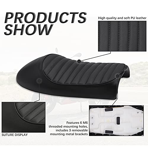 DREAMIZER Motorcycle Vintage Cafe Racer Seat Hump Long Retro Seat Compatible with Honda GL500 CB350 CB500 CB750 CX500 CL70 Nighthawk 650 Nitehawk - Hump,Black Line - Thumbnail 3