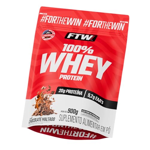FTW 100% Whey Protein com Proteína Concentrada WPC, Suplemento Alimentar Pós-Treino em Pó com Fonte de Proteína do Soro do Leite, Alto Valor Biológico, Sem Glúten – Refil 900g (Chocolate Maltado)