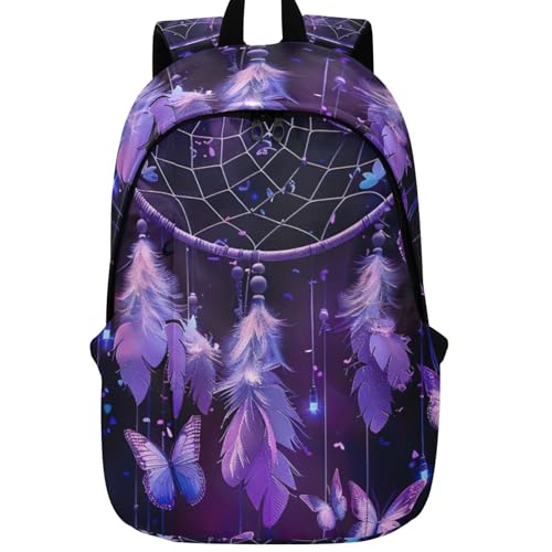 Joisal Purple Butterflies Dreamcatcher Daypack Womens Casual Backpack Daypack Back to School Bookbag