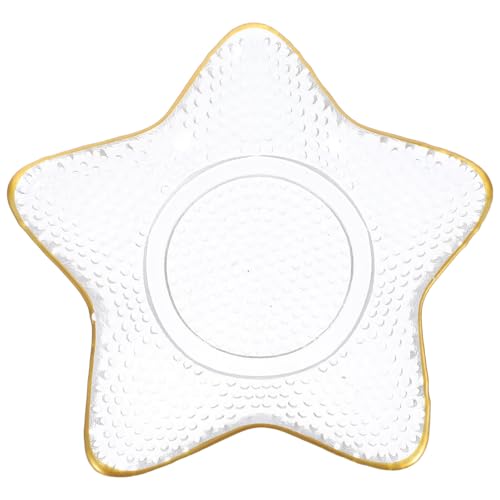 GALPADA Bandeja de Vidrio Forma de Estrella de Mar Dorada Plato Decorativo Multifuncional para Almacenamiento de Joyas y Dulces para Hogar y Eventos