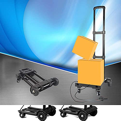 Carretilla de mano plegable de 4 ruedas y plataforma resistente de 165 lbs para almacén 7