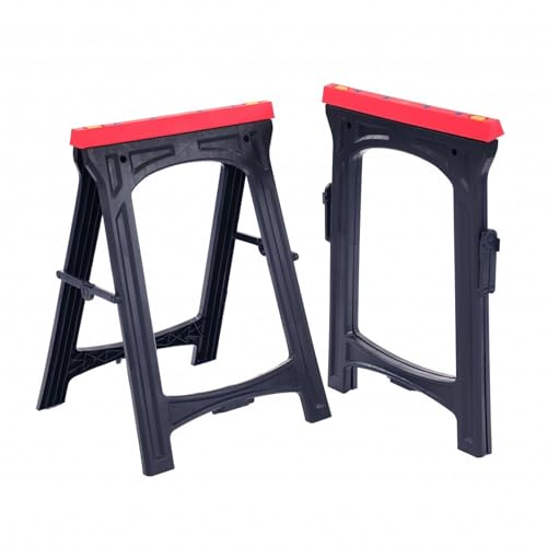 Oypla 2x Heavy Duty Folding Plastic Saw Horse Trestle Stands 150kg