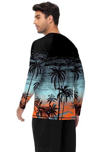 Image of AOBUTE Mens Long Sleeve Swim Shirt Quick Dry Sun Protection Rash Guard