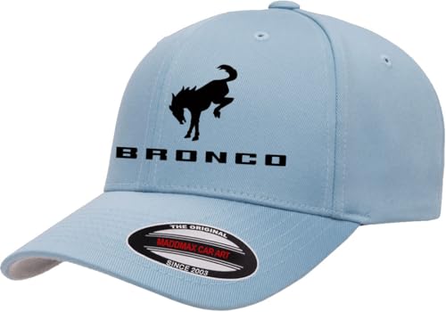 Ford Bronco Modern Logo Classic Design Athletic Baseball Fitted Hat Cap LtBlue L/XL
