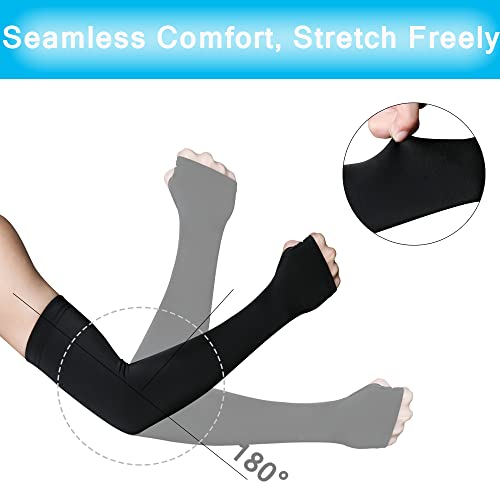 3 Paar UV-Schutz, kühlende Armstulpen für Männer und Frauen, Kompression, lange Tattoo-Abdeckung, Armwärmer, Sport, Radfahren, Fahren, Golf, Laufen, Basketbal, Schwarz - Image 4