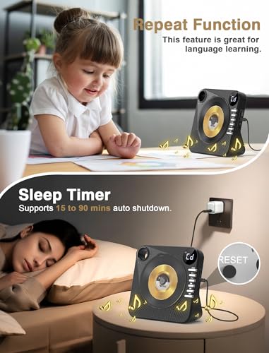 Image of CD Player with HiFi Dual Speaker Bluetooth /USB /AUX Mode for Home Black