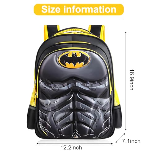 PALAY® School Kids Backpack 3D Cartoon Batman Print Hard Shell Backpack Lightweight School Backpack Padded Shoulder Strap And Lift Handle Waterproof School Backpack School Gift for Kids 6-10 Years Old - Image 2