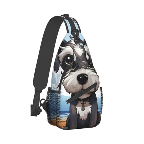 Bolso tipo sling para hombres y mujeres adorable schnauzer miniatura 2