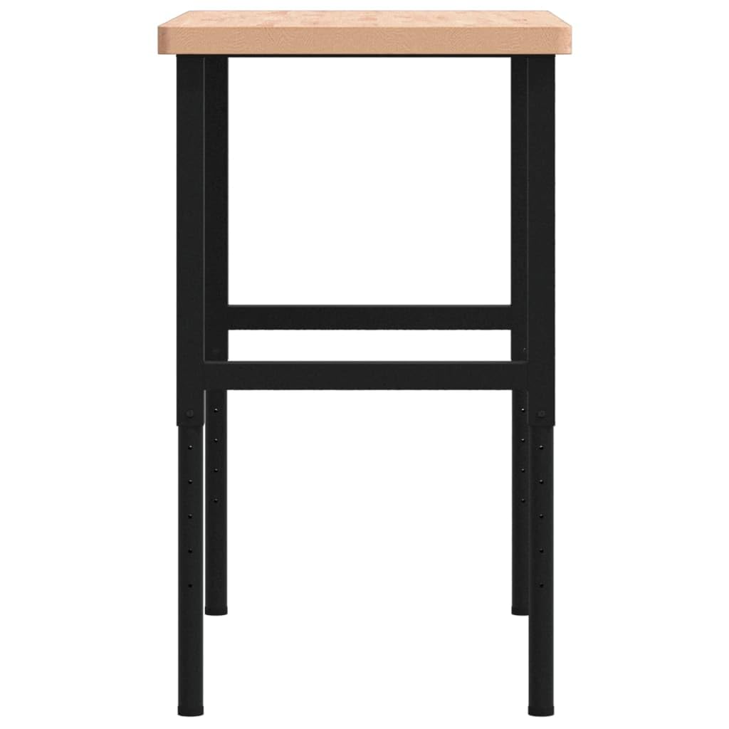 Banco da lavoro in legno massello di faggio rettangolare, 100 x 60 x (73-99,5 cm), stabile tavolo da lavoro con struttura in metallo verniciato a polvere, grande piano di lavoro per accessori per