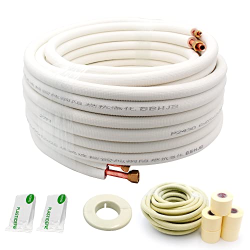 ICOOL Mini-Split Kupferrohr-Set 7,6m – Für Klimaanlagen, 6,3cm & 1,27cm Durchmesser, Isoliert