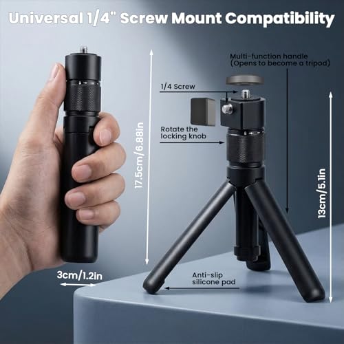 Image of ZORBES Handle Tripod Rotating Grip for Insta360 X5 /X4 /X3, for DJI OSMO Pocket 3, for GoPro 360Rotating Grip, 1 /4 inch Thread, Compact Selfie Stick & Tabletop Tripod, Vlogging Travel Camera Accessory