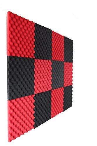 12 Pack Egg Crate Foam Red Charcoal 1 Inch x 12