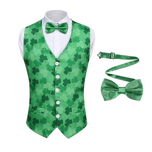 LMYOVE Men July 4th Suit Vest St Independence Day Vest with Bow Tie Print, Formal/Leisure Wear