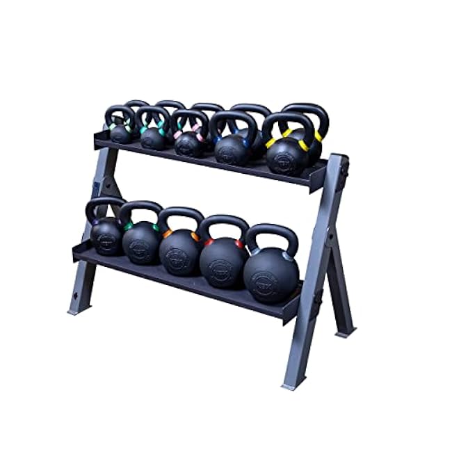 Body-Solid (GDKR100B) 3-Tier Kettlebell Rack - Compact, Durable Kettlebells Weight Stand for Home Gym, Fits 5-80 lb. Kettle bells