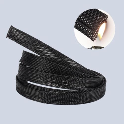 Funda trenzada de PET negra de 25mm y 10M para proteger cables 6
