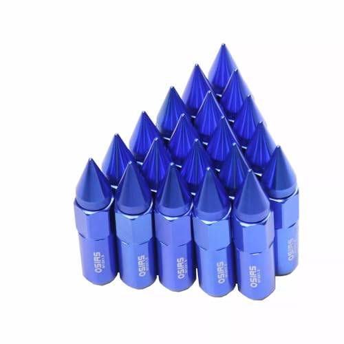 Image of M12X1.5 Spiked Nuts for Rims Aluminum Extended Tuner Lug Nuts 20PCS 60MM (Blue)