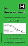 Wanderkarte, gesamter Hermannsweg, Teutoburger Wald, Teilweg der Hermannshoehen,
