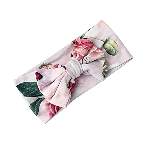 Image of Galabloomer Newborn Receiving Blanket Headband Set Baby Flower Rose Swaddle with Big Bow (Nostalgia Rose)