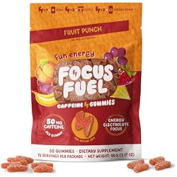 FocusFuel Energy Chews – Fruit Punch Flavor (15 Servings) – 100mg Caffeine + L-Theanine + B12, Magnesium – Boost Focus & Energy – No Crash or Jitters | L-Theanine, B12, Magnesium, Boost Focus & Energy, No Crash or Jitters