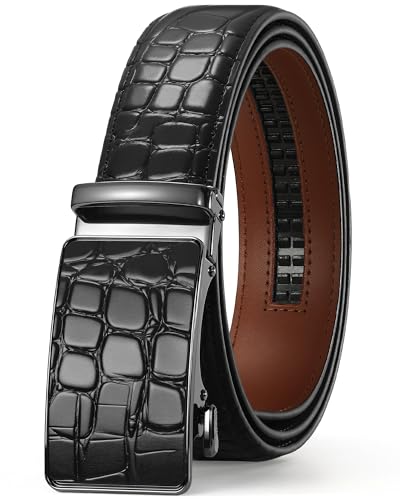 Image of Mens Belt Genuine Leather Ratchet Belt for Men Dress | Adjustable Buckle, Trim to Fit, for Men Pant Jeans, Business & Casual Wear, Smooth Sliding