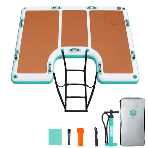 Image of Niphean Floating Dock, Non-Slip Inflatable Dock with Upgraded Ladder | Sturdy Floating Docks for Lakes,Durable Floating Island for Families, Portable Carry Bag, 8x6ft / 8x10ft