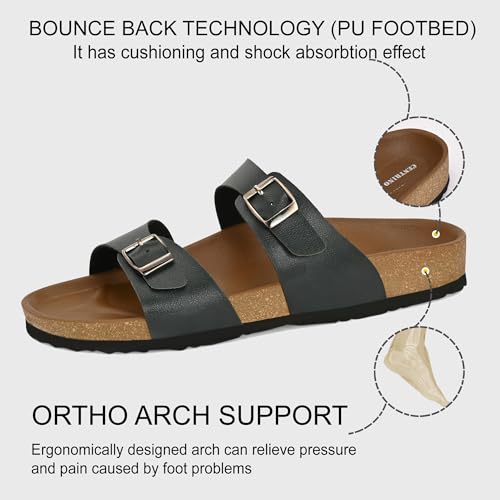 Image of Centrino Women's Berkin-Style Slip-On Sandals | Open Toe Design | Soft PU Footbed | Lightweight & Comfortable | Arch Support | On-Grip Sole | Casual Outdoor Wear (9223)