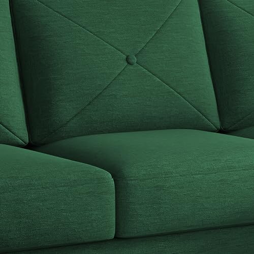 Image of Baloney RHS 6 Seater L Shape Sofa Set with Center Table for Living Room (Green Fabric) Premium Fabric Sofa