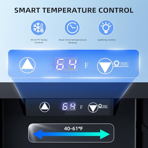 Image of Antarctic Star 0.9Cu. Ft. Freestanding Counter-top Wine Cellar Mini Fridge, 4-Bottle Red Wine Beverage Refrigerator, Quiet, Portable, LED Light and Display, 40-61 ℉, Black