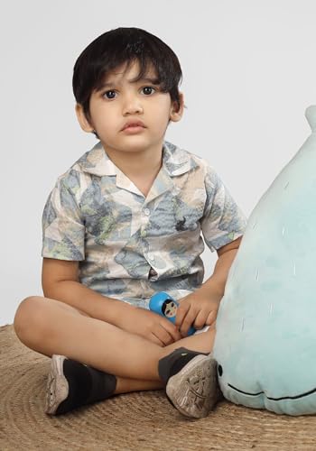 Image of POLKA TOTS 100% Cotton Co-Ord Set for Boys | Half Sleeve Shirt & Shorts Beach Outfit for Kids | Ultra-soft & Breathable Summer Clothes for Toddler & Baby Boy | Casual Dress & Printed Nightwear Set