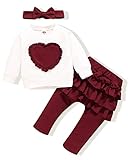 NZRVAWS Baby Girl Clothes 6-9 Months nfant Outfit Sweater Long Sleeve Ruffle Love Heart Print Sweats