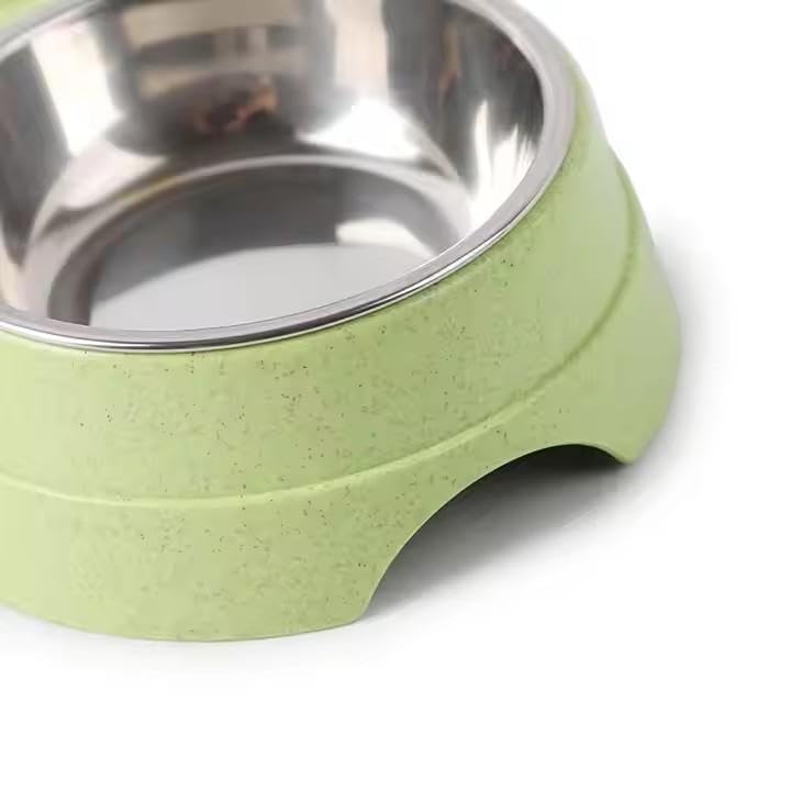 Doppia ciotola per cani, antiscivolo, anti-fuoriuscita, in acciaio inox, con 1 spoop per cibo per animali domestici, per cani e gatti di piccola taglia (S, rosa