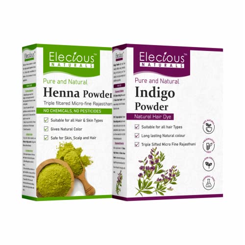 Elecious Naturals Indigo and Henna Powder for Black Hair Natural Hair Dye Chemical Free, PPD Free, Ammonia Free, Preservatives Free 7 Ounce Pack 2