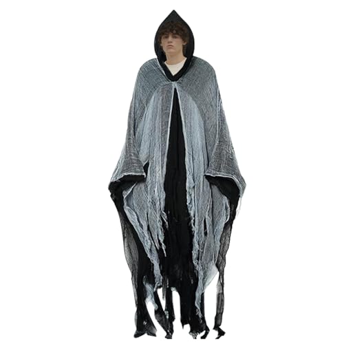 Generisch Capa con capucha para Halloween, unisex para adultos, capa espeluznante con capucha, disfraz de Halloween, cosplay, capa para juegos de rol, fiesta, espectáculo escénico, casa embrujada