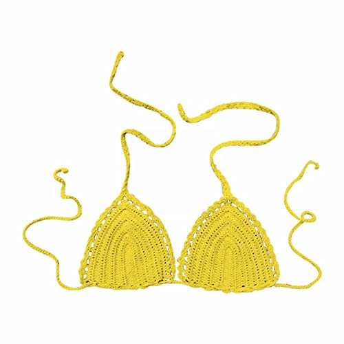 & Mujer Verano Color sólido Crochet Traje de baño Euramerican Bikini Top Primark Online Shop, amarillo, M
