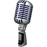 Shure Super 55 Deluxe Vocal Microphone & Pig Hog Black & White Woven Mic Cable, 20ft XLR - Bundle