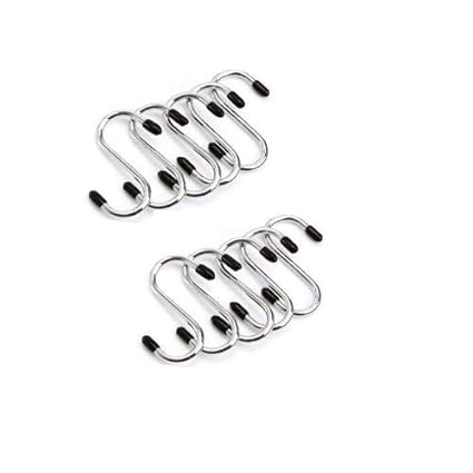 Sanchana S Hook for Hanging Accessories and Essential Tools Used with Rubber Edge Grip (10 Pieces, Silver) (Pack of 10)