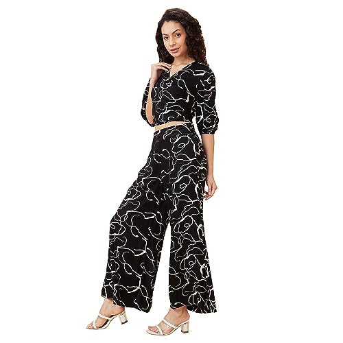 Image of Globus Women Lavender Printed Casual Co-Ord Set with Top and Palazzo-3638046001