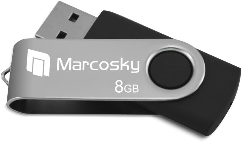 Marcosky Elegant Swivel Design Flash Drive 8GB USB 2.0 Flash Drive Memory Stick 8GB (Black)