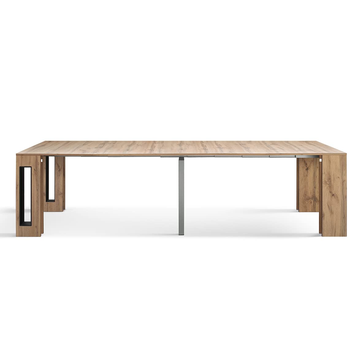 PAZZO DESIGN, Tavolo Consolle Allungabile Con Porta Prolunghe Elvire, Rovere Rustico, Fino A 12 Posti, Tavolo Consolle Cucina, Tavolo Consolle Salvaspazio, Made in Italy, Da 45 A 300 Cm - id_1931