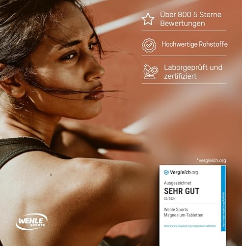 Magnesium 400mg Kapseln hochdosiert - 365 Stück (1 Jahr) 667mg je Kapsel, davon 400mg elementares Magnesium I Vegan - Wehle Sports - Verpackung kann variieren