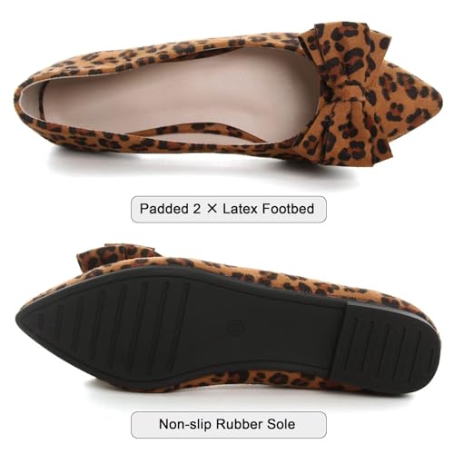 Image of SAILING LU Womens Bowknot Ballet Flats Pointy Toe Suede
