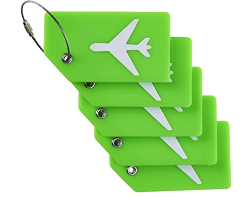 5 Pack Silicone Luggage Tag Baggage Handbag School Bag Suitcase Instrument Tag Label By Gostwo（Green） #TOP6