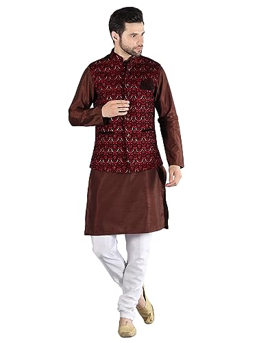 Image of Uri and MacKenzie Men's Silk Blend Kurta Pajama with Designer Ethnic Nehru Jacket /Modi Jacket